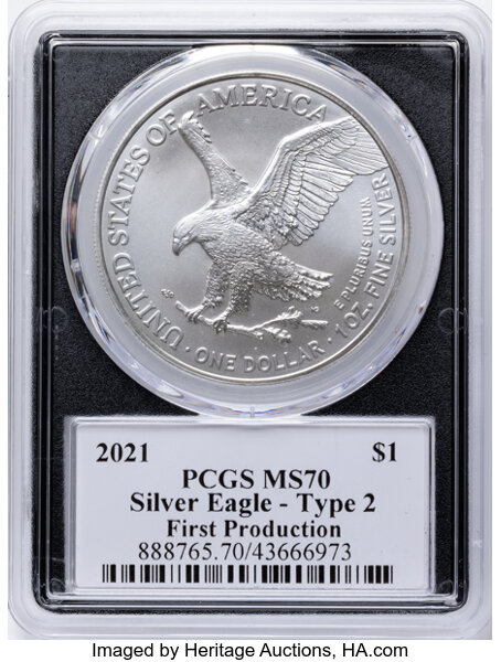 2021 $1  Silver Eagle, Type 2 MS63 CAC thumbnail 24