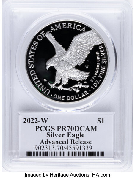 2022-W $1  Silver Eagle PR DCAM PR70 DCAM CAC thumbnail 6