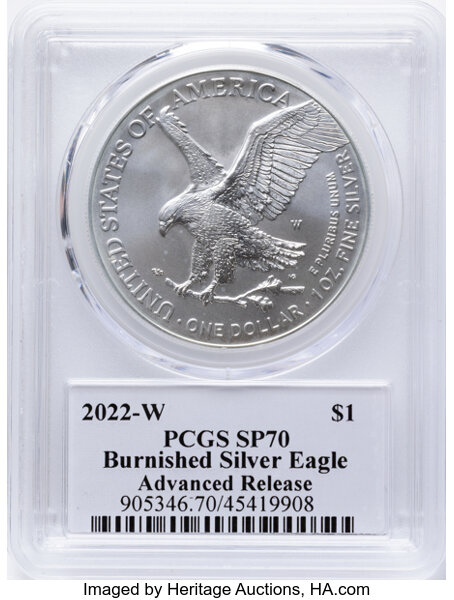 2022-W $1  Silver Eagle, Burnished MS thumbnail 19
