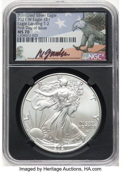 2021-W $1  Silver Eagle, Type 2, Burnished MS thumbnail 7