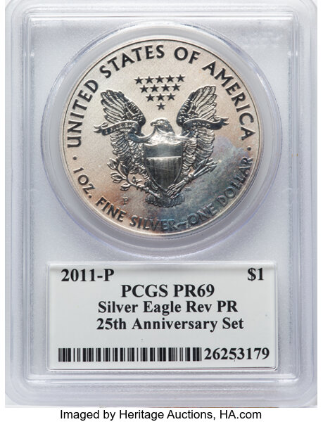 2011-P $1  Silver Eagle, Reverse Proof, 25th Anniversary PR thumbnail 16