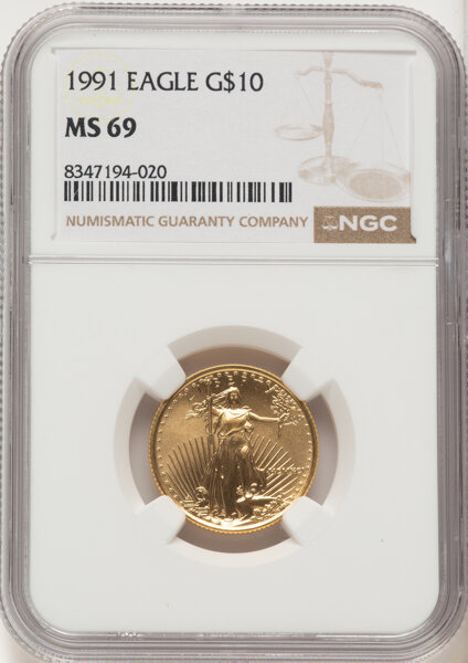1991 $10  Gold Eagle MS thumbnail 3
