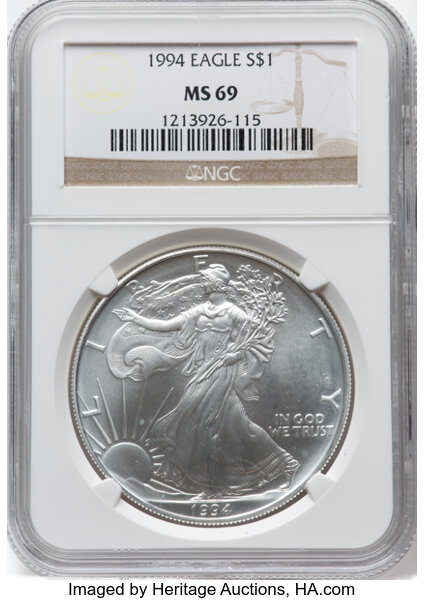 1994 $1  Silver Eagle MS thumbnail 3