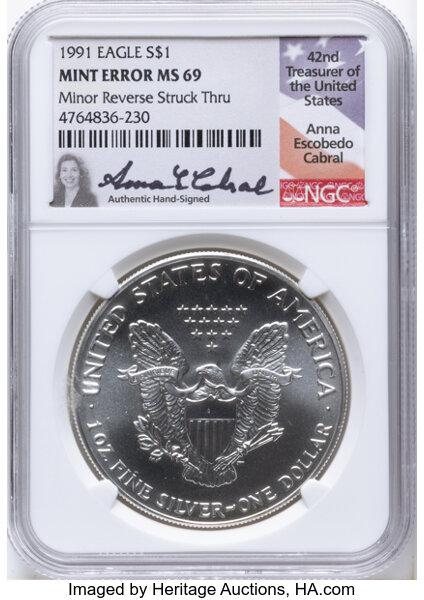 1991 $1  Silver Eagle MS thumbnail 2
