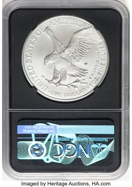2021-W $1  Silver Eagle, Type 2, Burnished MS63 thumbnail 8