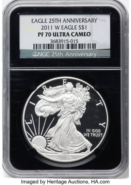 2011-W $1  Silver Eagle, 25th Anniversary PR DCAM thumbnail 3