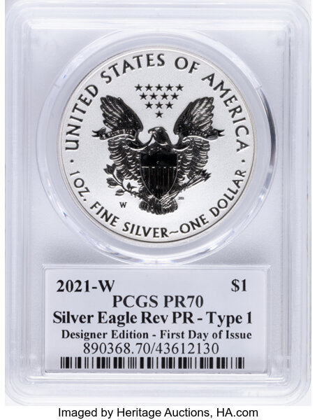 2021-W $1  Silver Eagle, Reverse Proof, Type 1 PR thumbnail 8
