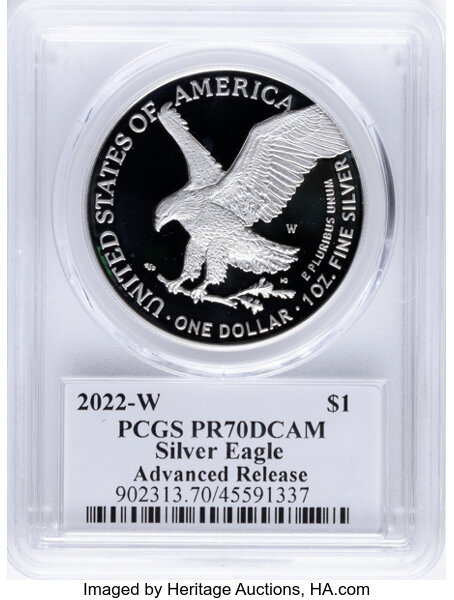2022-W $1  Silver Eagle PR DCAM PR70 DCAM CAC thumbnail 2