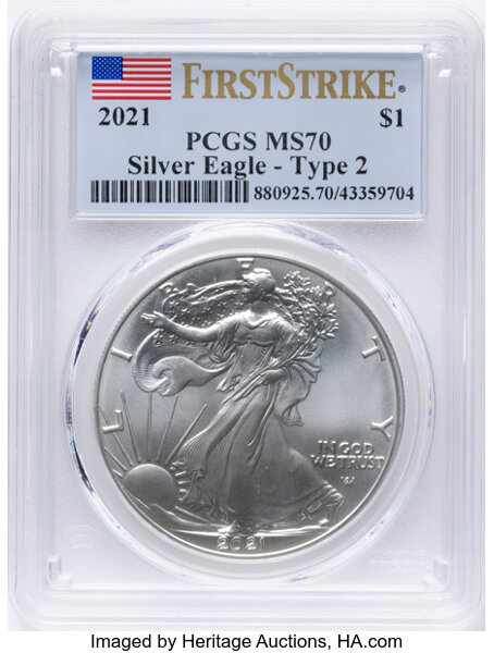 2021 $1  Silver Eagle, Type 2 MS thumbnail 5