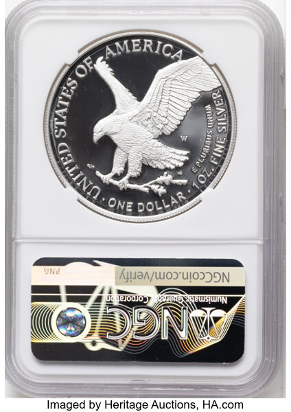 2021-W $1  Silver Eagle, Type 2 PR DCAM PR66 DCAM CAC thumbnail 7