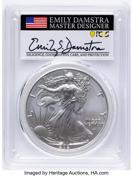 2021-W $1  Silver Eagle, Type 2, Burnished MS thumbnail 8