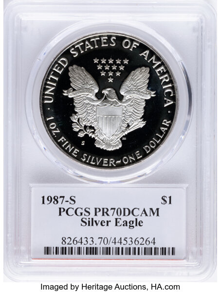 1987-S $1  Silver Eagle PR DCAM PR70 DCAM thumbnail 2