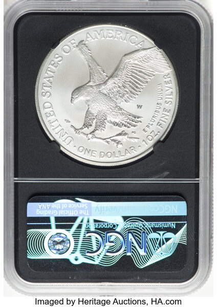 2021-W $1  Silver Eagle, Type 2, Burnished MS63 thumbnail 10