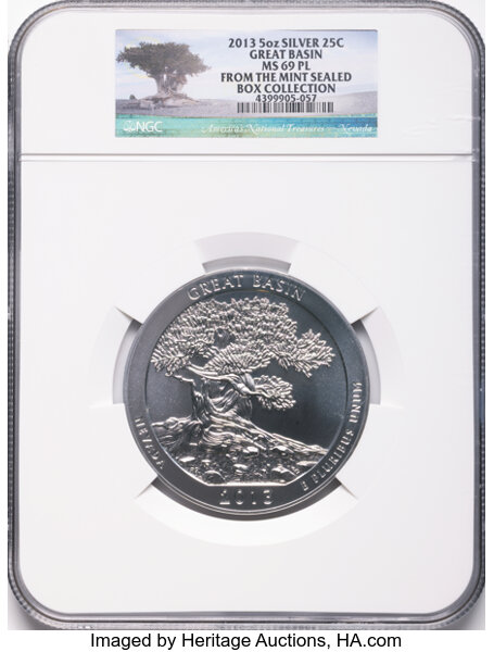 2013 S25c Great Basin, 5oz Silver MS PL thumbnail 2