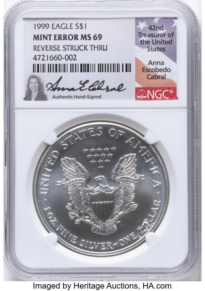 1999 $1  Silver Eagle MS thumbnail 3