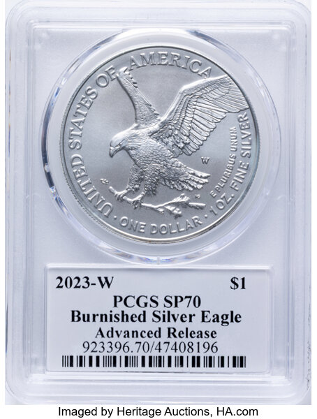 2023-W $1  Silver Eagle, Burnished MS68 thumbnail 4