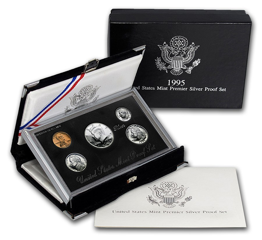 1995-S 1c-50c Silver Premier Proof Set, 5 Coins PR