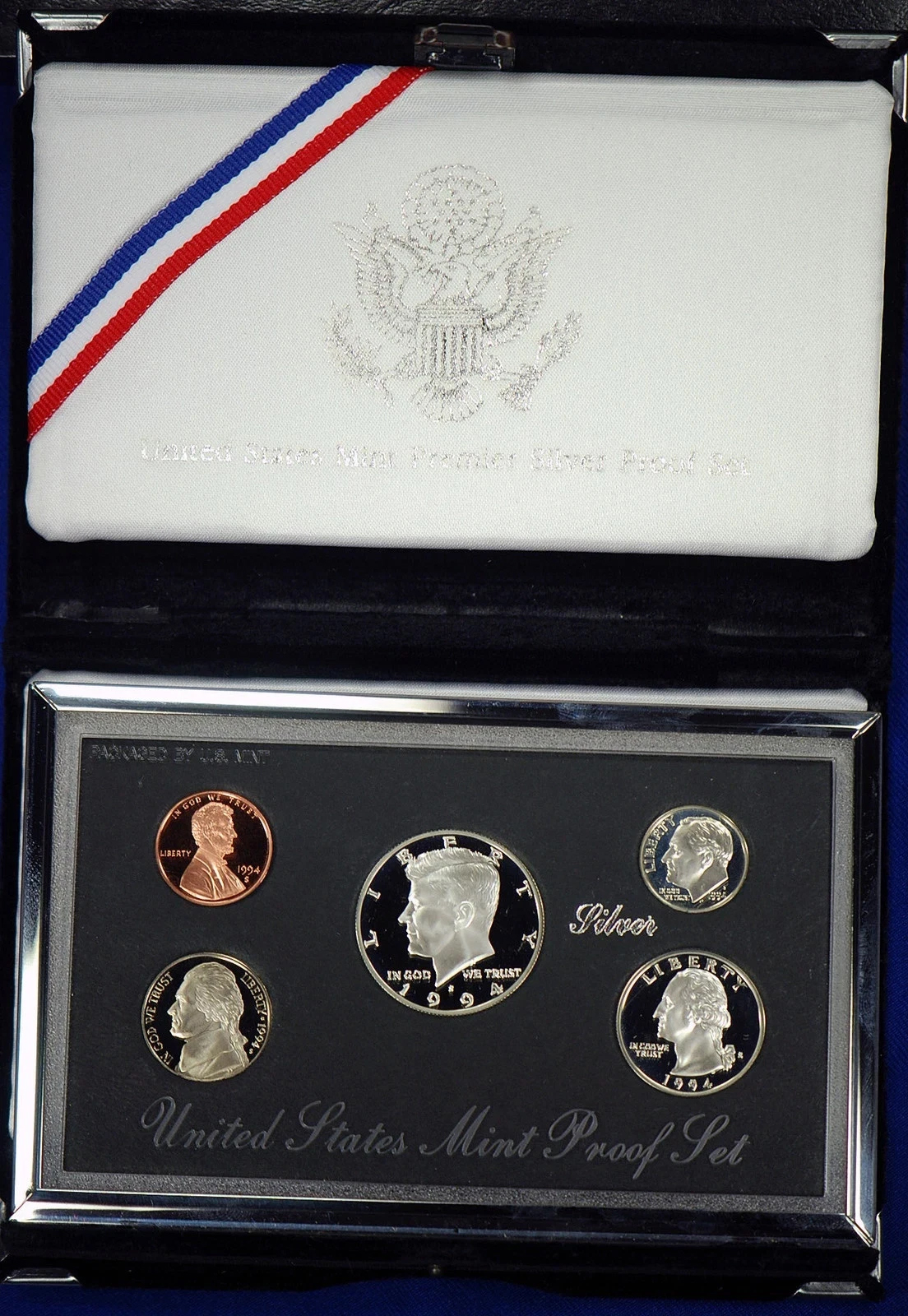 1994-S 1c-50c Silver Premier Proof Set, 5 Coins PR
