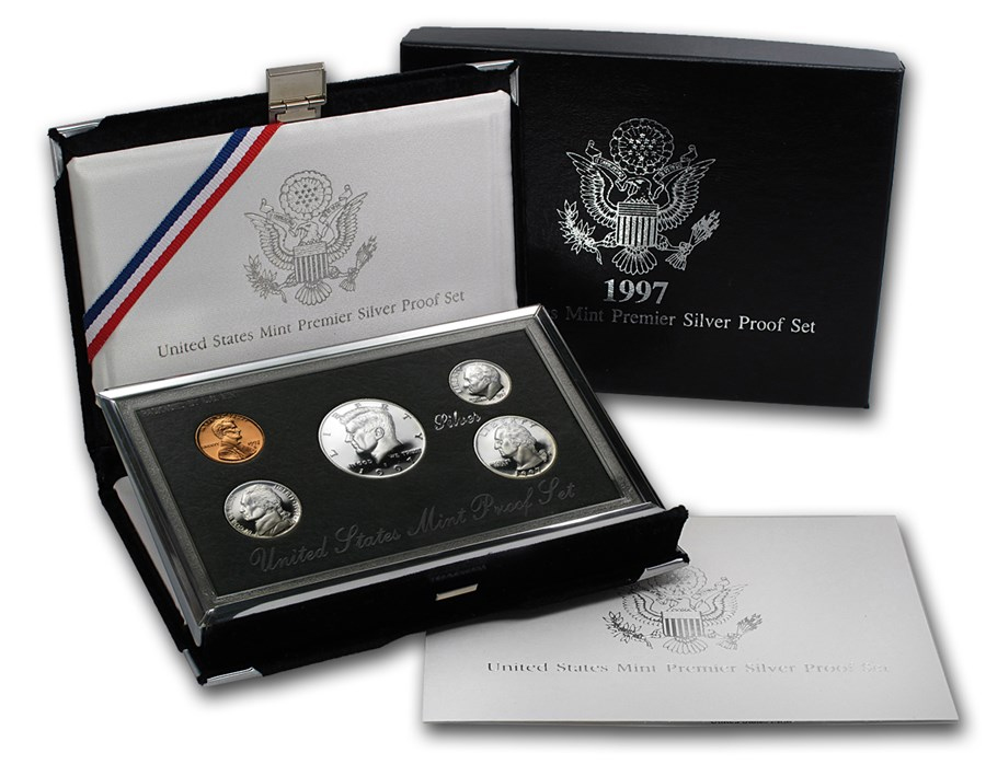 1997-S 1c-50c Silver Premier Proof Set, 5 Coins PR