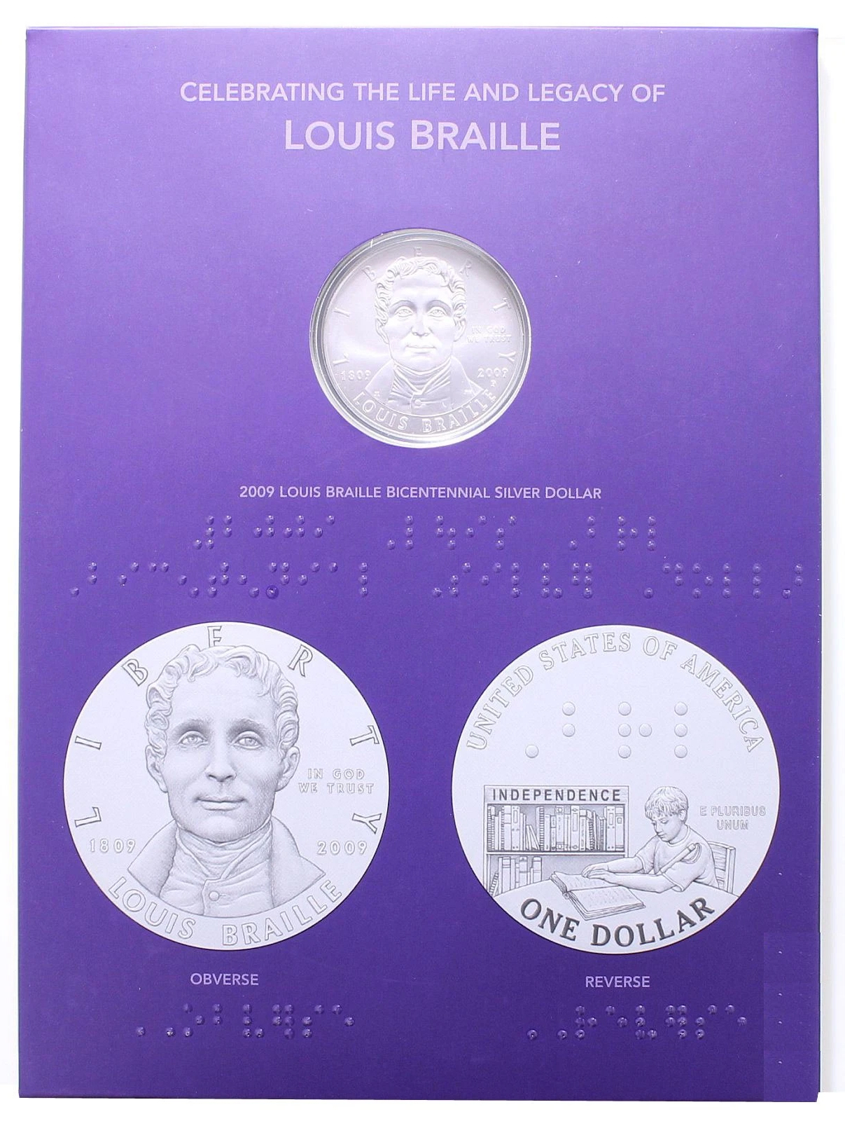 2009 Set Louis Braille Bicentennial, Education, 1 Coin MS thumbnail 2