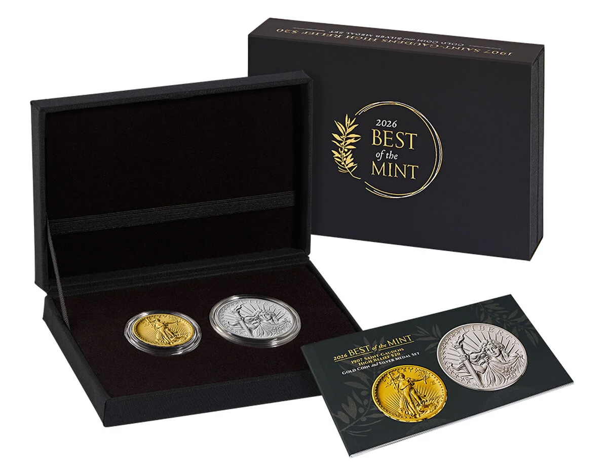 Image for 2026 Set Best of the Mint Gold 1907 Saint-Gaudens (High Relief) & Silver Medal, 2 Coins SP/MS