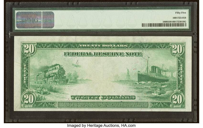 1914 $20  Blue Seal, San Francisco (Fr. 1008) thumbnail 3