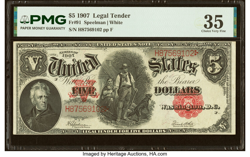 1907 $5  (Fr. 91) thumbnail 2