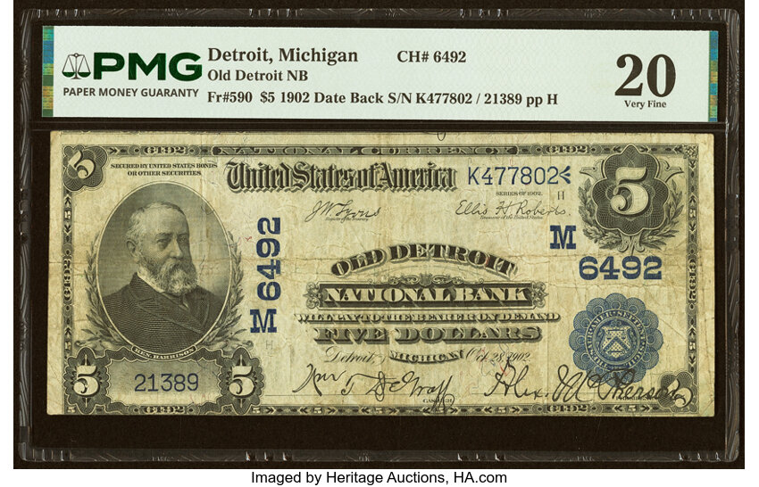 1902 $5  3rd Charter Period, 2nd Issue, Date Back (Fr. 590) thumbnail 4