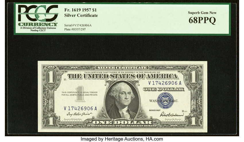 1957 $1  (Fr. 1619) thumbnail 2