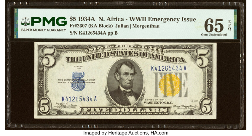 1934A $5  North Africa (Fr. 2307) thumbnail 4