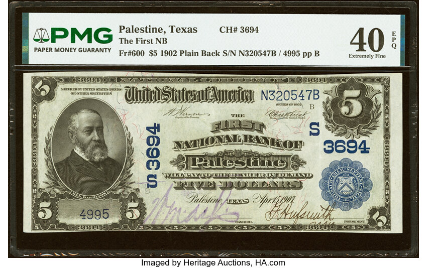 1902 $5  3rd Charter Period, 3rd Issue, Plain Back (Fr. 600) thumbnail 4