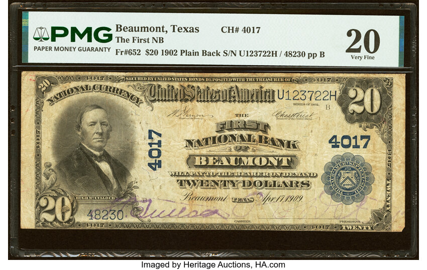 1902 $20  3rd Charter Period, 3rd Issue, Plain Back (Fr. 652) thumbnail 5