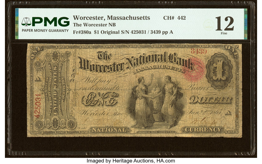 Original $1  1st Charter Period, Seal With Rays (Fr. 380a) thumbnail 2