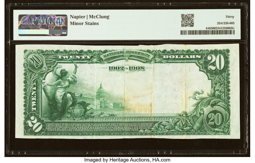 1902 $20  3rd Charter Period, 2nd Issue, Date Back (Fr. 646) thumbnail 6