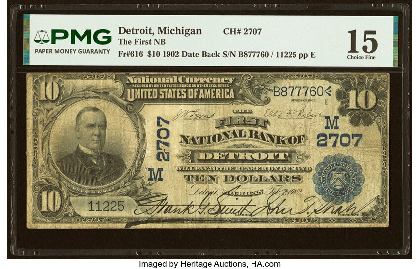 1902 $10  3rd Charter Period, 2nd Issue, Date Back (Fr. 616) thumbnail 2