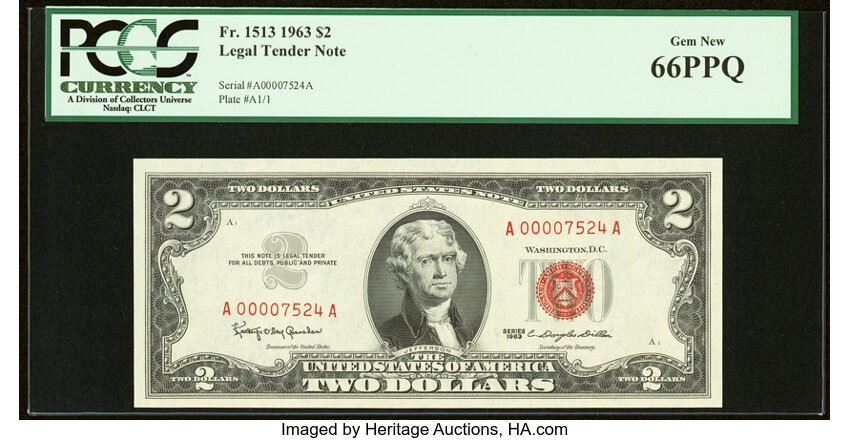 1963 $2  (Fr. 1513) thumbnail 2