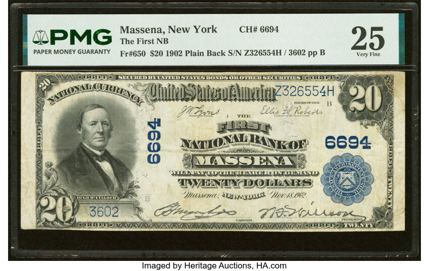 1902 $20  3rd Charter Period, 3rd Issue, Plain Back (Fr. 650) thumbnail 5