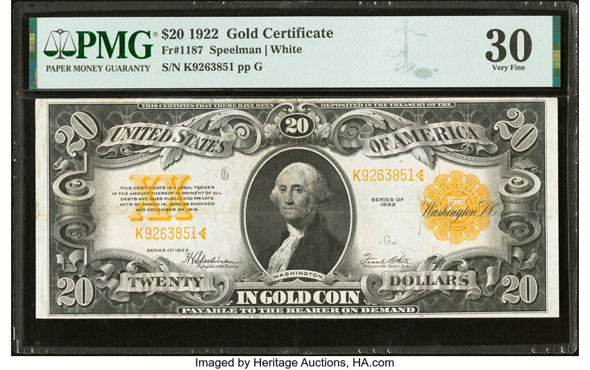 1922 $20  (Fr. 1187) thumbnail 2
