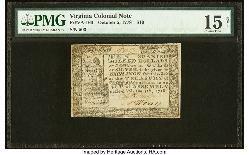 Oct 5, 1778 $10  Virginia (Fr. VA160) thumbnail 2