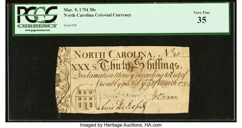 Mar 9, 1754 30s North Carolina (Fr. NC81) thumbnail 2