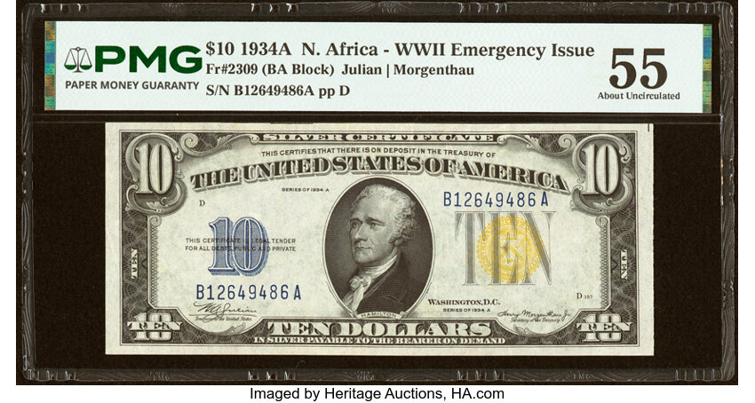 1934A $10  North Africa (Fr. 2309) thumbnail 3