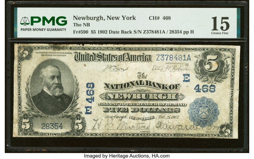 1902 $5  3rd Charter Period, 2nd Issue, Date Back (Fr. 590) thumbnail 3