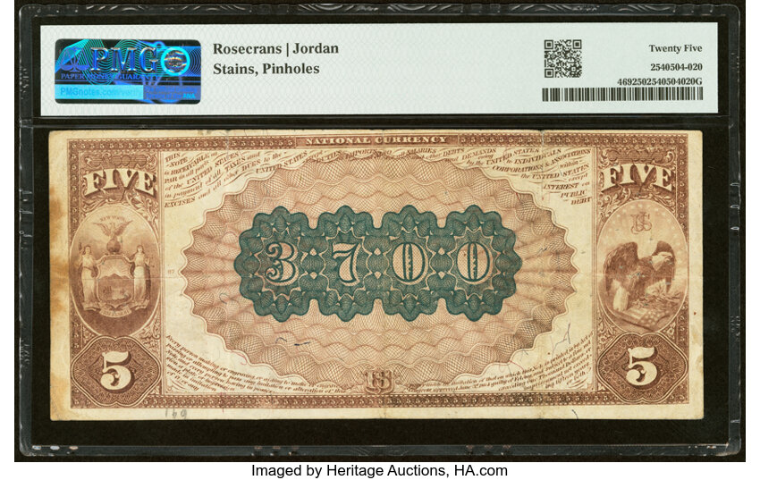 1882 $5  2nd Charter Period, 1st Issue, Brown Back (Fr. 469) thumbnail 17