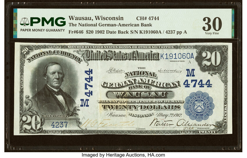 1902 $20  3rd Charter Period, 2nd Issue, Date Back (Fr. 646) thumbnail 2