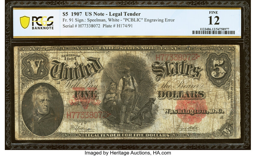 1907 $5  (Fr. 91) thumbnail 4