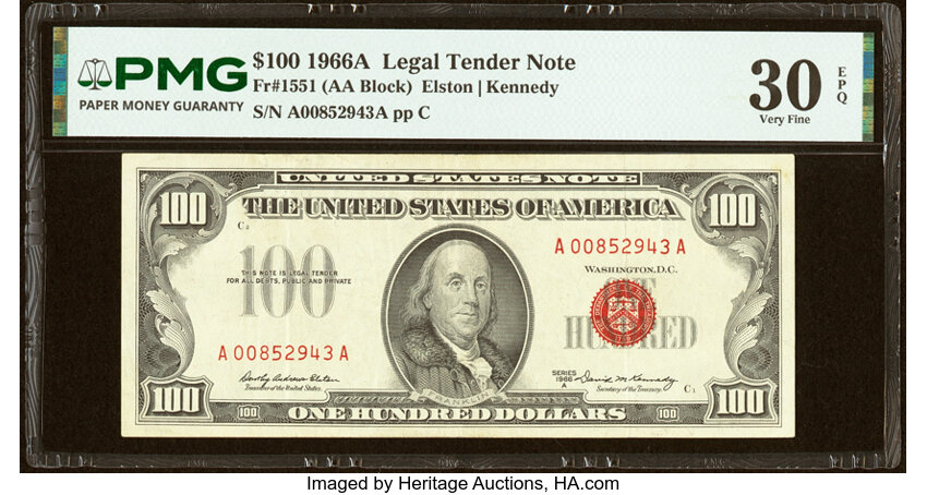 1966A $100  (Fr. 1551) thumbnail 2