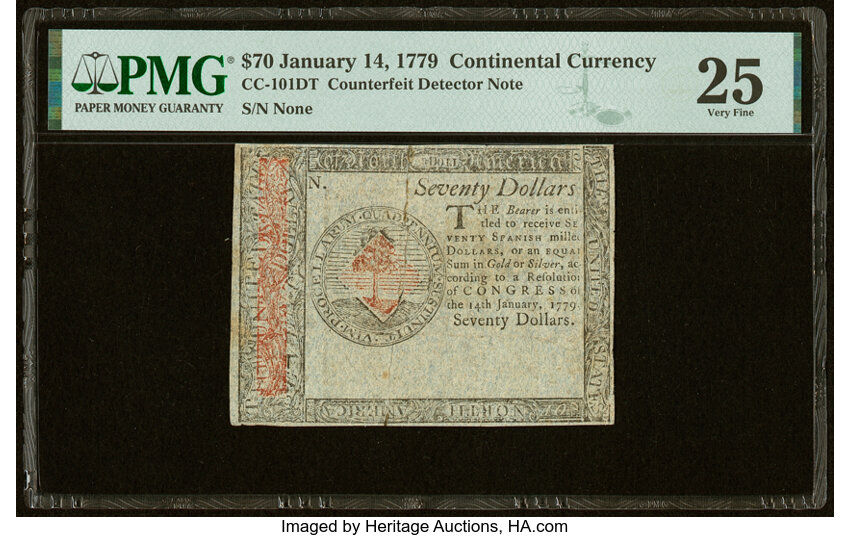 Jan 14, 1779 $70  Continental Congress (Fr. CC101) thumbnail 2