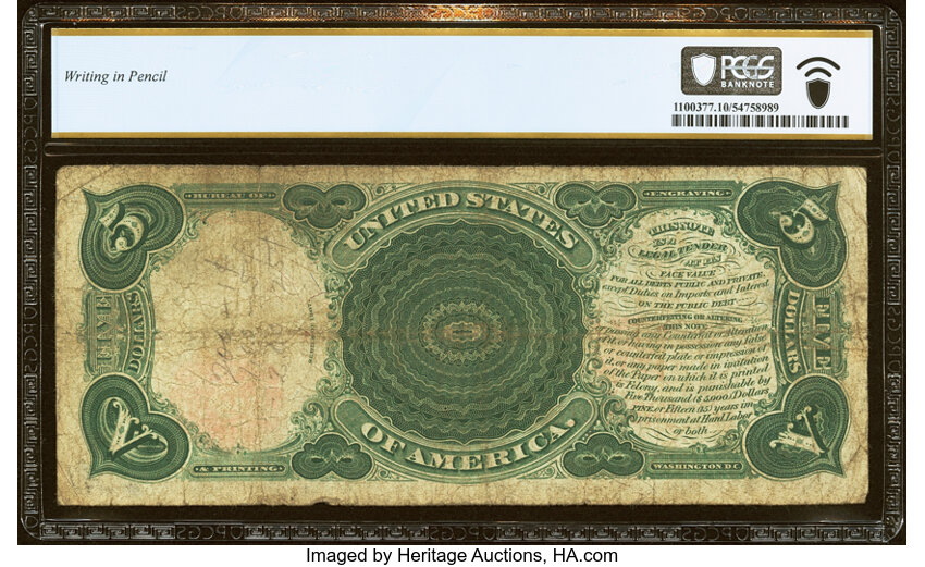 1907 $5  Mule (Fr. 89m) thumbnail 4