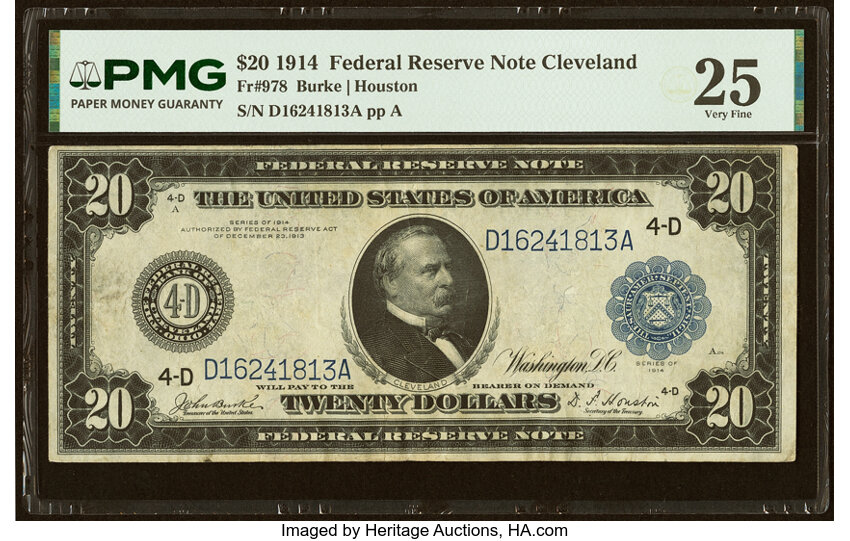 1914 $20  Blue Seal, Cleveland (Fr. 978) thumbnail 2
