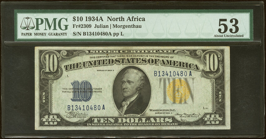 1934A $10  North Africa (Fr. 2309) thumbnail 2